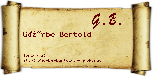 Görbe Bertold névjegykártya